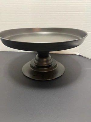 Metal Pedestal Riser Stand Bronze Black Round Display Tray Farmhouse Decor - Image 1 of 3