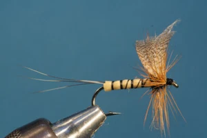 Fliegentom mosca secca 3 pezzi Effimera alata con corpo in paglia