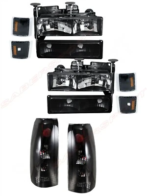 Combo faros negros + luces traseras de humo para Chevrolet C/K 1994-1999 tamaño completo  Foto 1 de 4