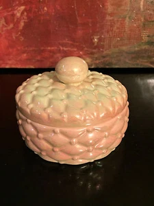 Vintage Round Shaped Trinket Box Iridescent Pink Blush Hand Painted Pat S Gift - Picture 1 of 5