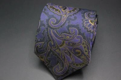 Corbata de seda XMI. Púrpura con cachemira amarilla. Tal cual. Sin lazo de lazo. Foto 1 de 4