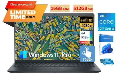2025 Dell Inspiron 15 Touch Laptop 10-Core Intel i5, 16GB  512B SSD Win 11 Pro - Image 1 of 4