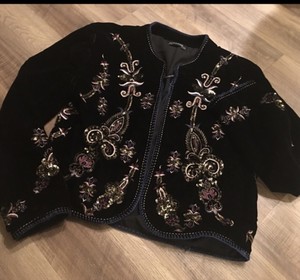 zara black embroidered jacket