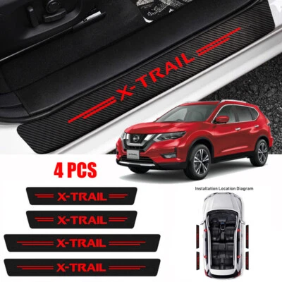 4X For Red Nissan X-TRAIL Door Sill Plate Anti Scratch Decal Sticker Protector - image 1 of 4