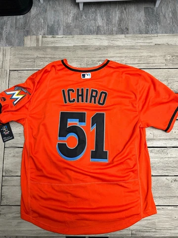 New!!! Miami Marlins Ichiro Suzuki #51 ORANGE Baseball Jersey Large Cover