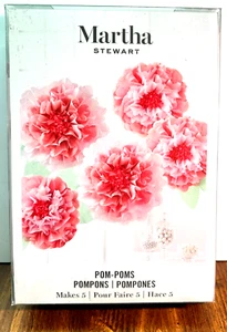 Paper Flowers Party Pom Poms Martha Stewart Hanging with Leaves Shower Wedding - Picture 1 of 2