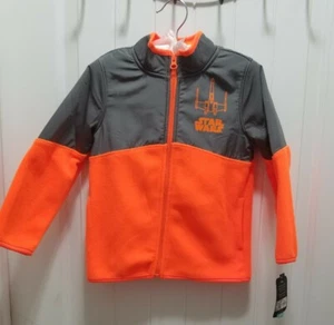 Disney Star Wars Fleece Lightweight Jacket Boys Size Small 4 - Neon Orange - Picture 1 of 8