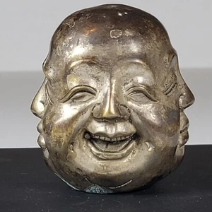 Phra Phrom Bronze 4 Faces Brahma Head Statue "Pleasure Anger Sorrow Joy" 3.75" - Picture 1 of 8