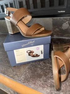 Open Toe Sandals Dress Heel Cognac Brown Hope 6.5 Buckle NEW Universal Thread - Picture 1 of 2