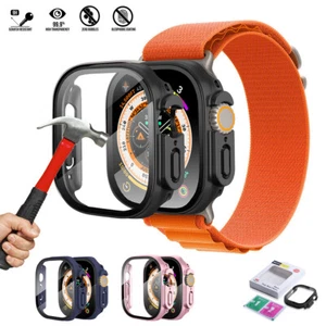 Full Tempered Glass Screen Protector PC Case Cover For Apple Watch Ultra/2 49MM - Picture 1 of 18