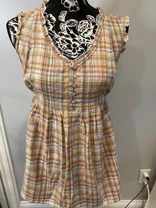 DUO Maternity Womens Top in a sz med plaid W/ruffles and ties at the waist nice! - Picture 1 of 5