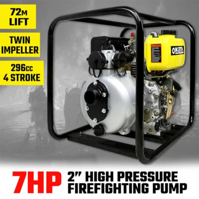 2" Diesel High Pressure Water Pump 7HP Fire Fighting Twin Impeller Irrigation - image 1 of 4