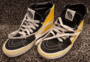 VANS Sk8 Hi Bolt Yellow & Black, Off The Wall High Tops, Canvas Sneakers, Size 4 - Picture 1 of 14