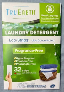 Tru Earth Laundry Detergent Eco-Strips Fragrance-Free Concentrated 32 Strips NEW - Picture 1 of 7