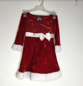 Pink & Violet Girl's Velour Santa Dress Skater Dress Holiday Size 2T - Picture 1 of 4