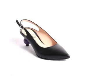 Gibellieri 21 Black / Purple Leather Pointy Slingback Heel Sandals 39 / US 9 - Picture 1 of 8