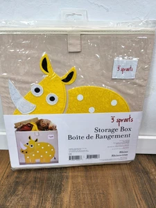 3 Sprouts Yellow Rhino Storage Box New 13"x13"x13" Baby/Children's Room Decor - Picture 1 of 3