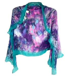 Diane Von Furstenberg Signed Silk Shawl Wrap Italian Signature DVF Purple Blue - Picture 1 of 15