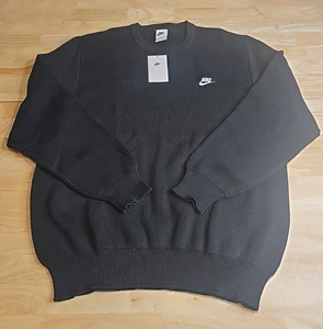 Nike Club Knit Crew Neck Pullover Mens SZ Large FQ2912-010 sweatshirt Black - Picture 1 of 6