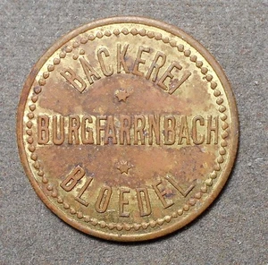Germany: Bloedel, Backerei Burgfarrnbach 4 Pfund Brot. Brass, 25mm, toning xf - Picture 1 of 2