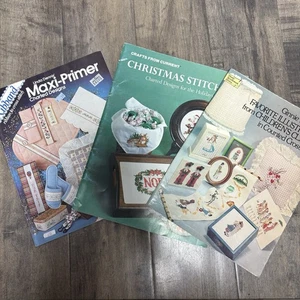 Counted Cross Stitch Patterns Booklets Children Women Christmas 3 Leaflets - Picture 1 of 13