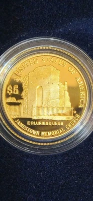 FREE GOLD!! 2007 Jamestown 400th Anniv. $5 Commemorative GOLD  Coin BU PROOF GOP - Image 1 of 4