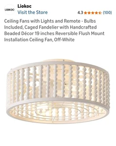 Liokoc Ceiling Fans with Lights and Remote - Bulbs Included, Caged Fandelier ... - Picture 1 of 7