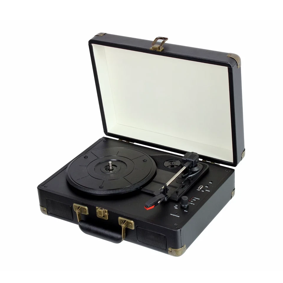 Lecteur enregistreur vinyle rétro portable - Conception valise - Bluetooth, USB, AUX, RCA - Photo 1/1