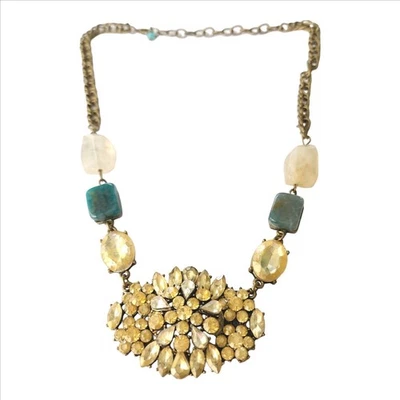 Collar para mujer Anthropologie amarillo azul cristal llamativo  Foto 1 de 4