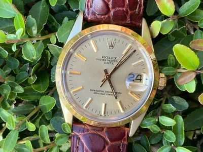 ROLEX OYSTER PERPETUAL DATE 1550 14K GOLD SHELL SWISS AUTOMATIC WATCH - Image 1 of 4