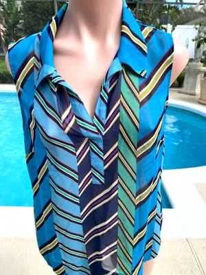 CAbi Ascot Top Womens Sheer Sleeveless Button Up 3780 M Medium shirt - Image 1 of 4