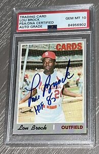 Lou Brock signed 1970 Topps #330 Cardinals PSA/DNA Vintage MLB Card PSA 10 AUTO