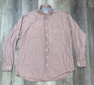 Cinch Mens Sz L Large Long Sleeve Button Dress Shirt Brown Blue - Picture 1 of 4