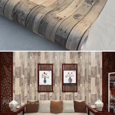 3D Rustic Wood Wallpaper Vintage Vinyl Film Sticker Self-adhesive Plank Shiplap - Image 1 of 4
