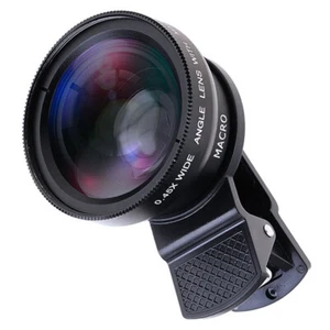 2in1 Fisheye Phone Lens 0.45X Wide Angle Zoom Fish Eye Macro Lenses Camera Kits - Zdjęcie 1 z 9