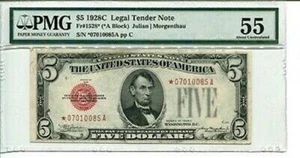 FR 1528* STAR 1928C $5 Legal Tender Note PMG 55 About Uncirculated - Picture 1 of 1