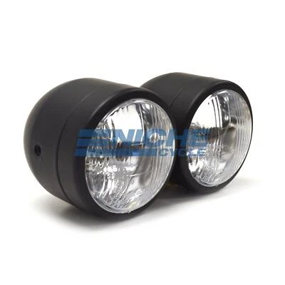 Dual Beam 3.5" Satin Black Side Mount Custom Motorcycle Bullet Headlight - Image 1 of 4