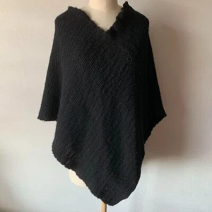 Y's by Yohji Yamamoto Knit Poncho Women's Free Size Wool Black Made in Japan - Picture 1 of 3