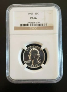 Graded PF66, 1961 Washington Quarter 25C, Silver - Foto 1 di 2