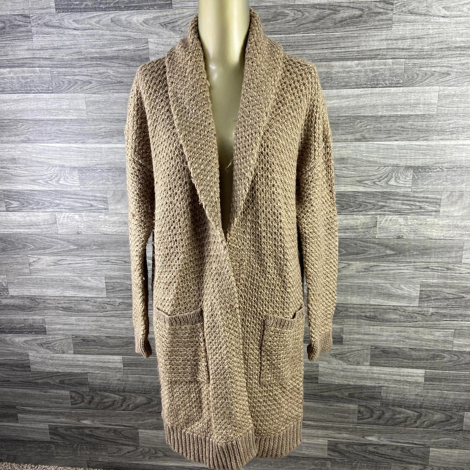 Cárdigan largo suéter para mujer Ralph Lauren estilo abierto mezcla de lana tostada grande pequeño Foto 1 de 4