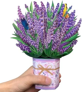 9 Zoll 9,8 x Zoll Pop Up Karten Papier Blumenstrauß Blumen - Bild 1 von 7