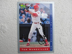 Phillies Tom Nuneviller Signed Autographed 1993 Classic Reading Phillies Mint