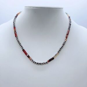 3x4mm Gray Crystal 4-13mm Natural Red Agate Gem Necklace 18'' Reiki Healing