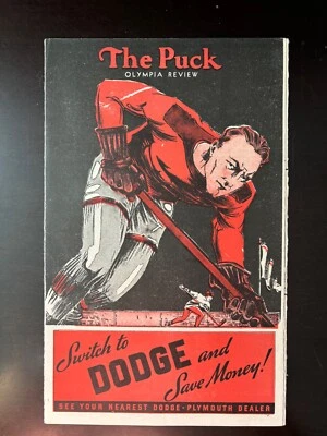 1937 Detroit Red Wings Program Scorecard v NY Rangers: Beautiful! - Image 1 of 4
