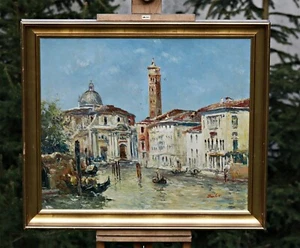 Escena de Venecia - pintura antigua al óleo sobre lienzo, firmada Barlett? - Imagen 1 de 9