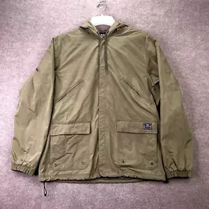Nike Jacket Mens L Green Snap Closure Hood Utility Pocket Flannel Lined - Picture 1 of 12