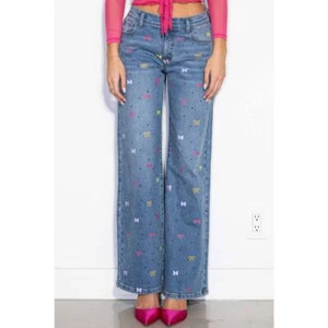 VBRT Women’s Barbie's Favorite Wide Jeans Bows Rhinestone 15(W31) - Picture 1 of 13