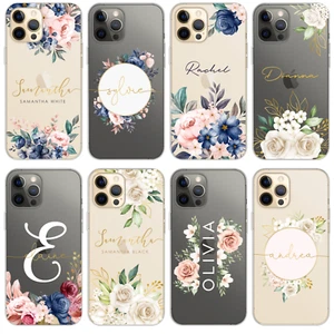 FUNDA FLORAL PERSONALIZADA NOMBRE INICIALES FUNDA SILICONA REGALO PARA IPHONE 13 8 SE XR - Imagen 1 de 18