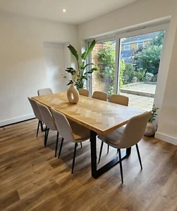 190x90cm Solid Oak Handmade Parquet Dining Table - Picture 1 of 4