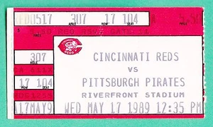 17.5.89 Pirates at Reds Baseball Ticket Stub Riverfront Stadium - Bild 1 von 1